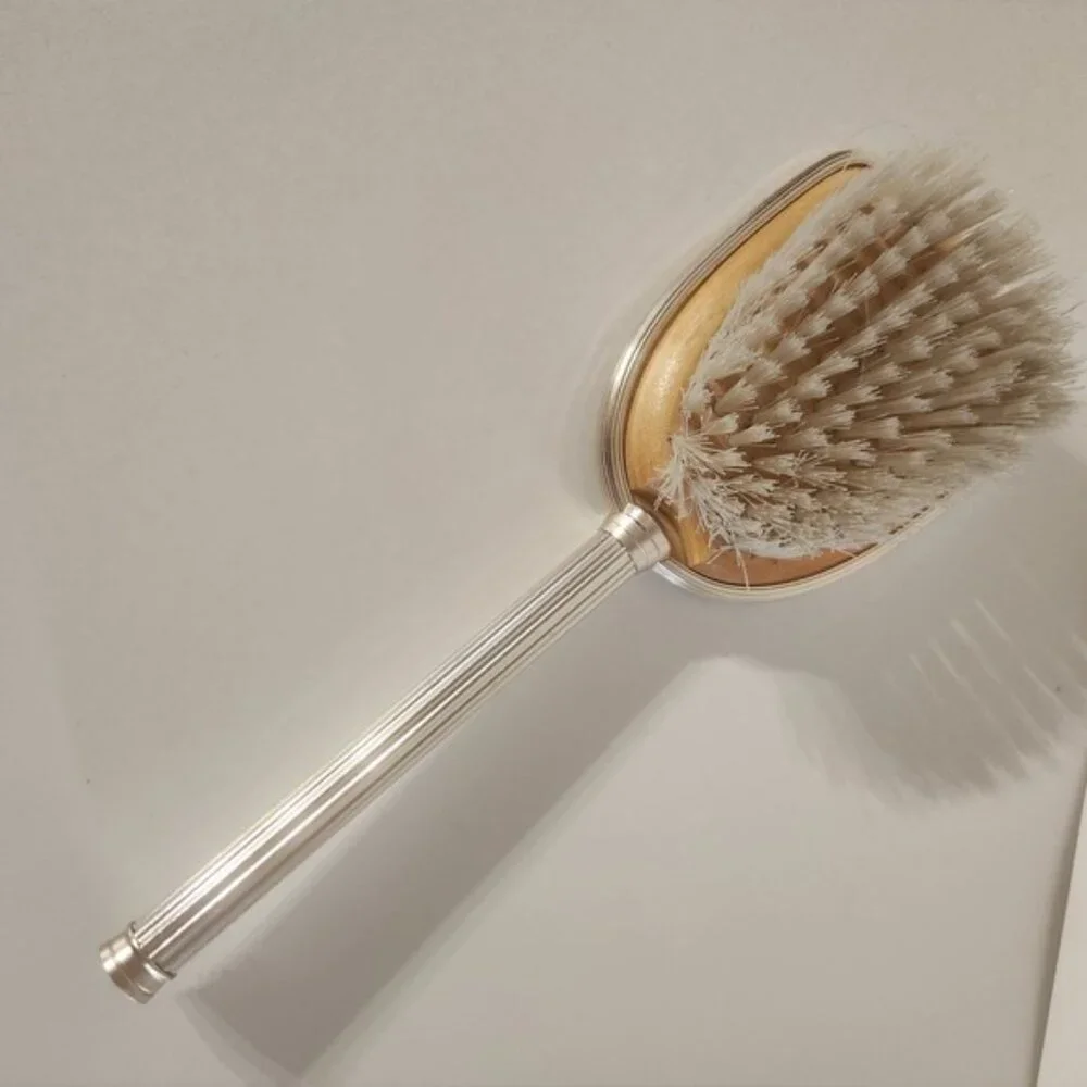 Vintage Silver Vanity Brush Ballerina Scene Elegant‎